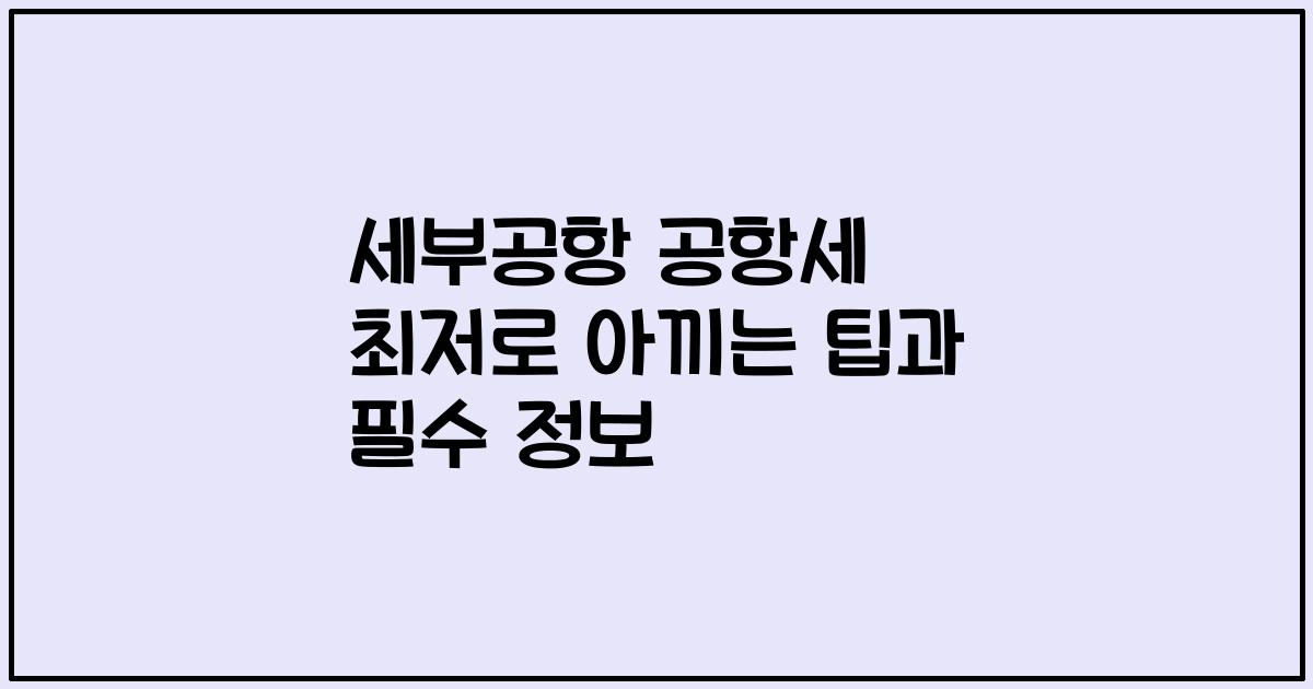 세부공항 공항세 최저로 아끼는 팁과 필수 정보