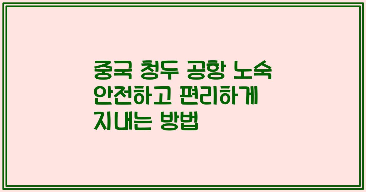 중국 청두 공항 노숙 안전하고 편리하게 지내는 방법